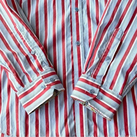Report Collection Striped Pattern Paisley  Pattern Cuffs Button Down Shirt - Picture 10 of 16